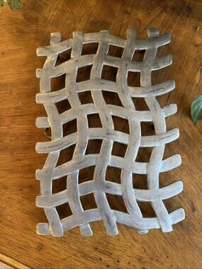 Vintage COPCO Aluminum Cast Trivet / Table Saver Woven Look —7" x 10"